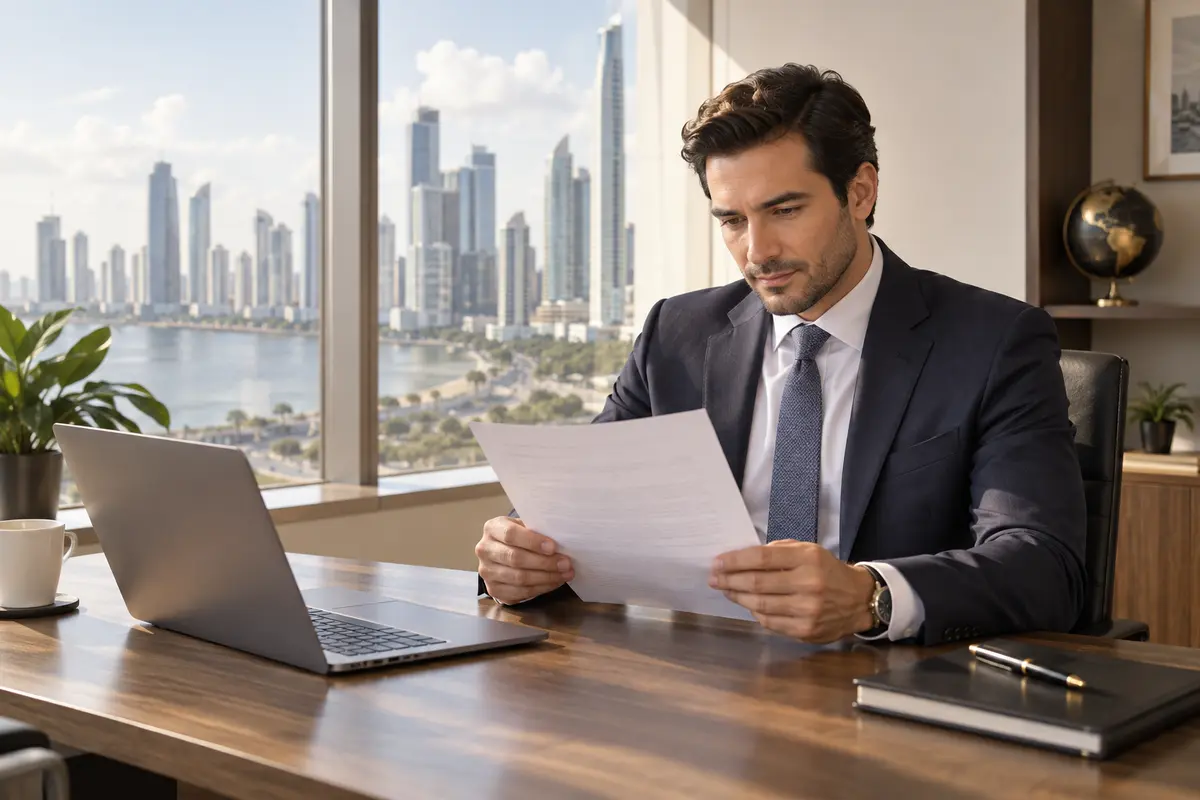 Professional reviewing a commercial reference letter