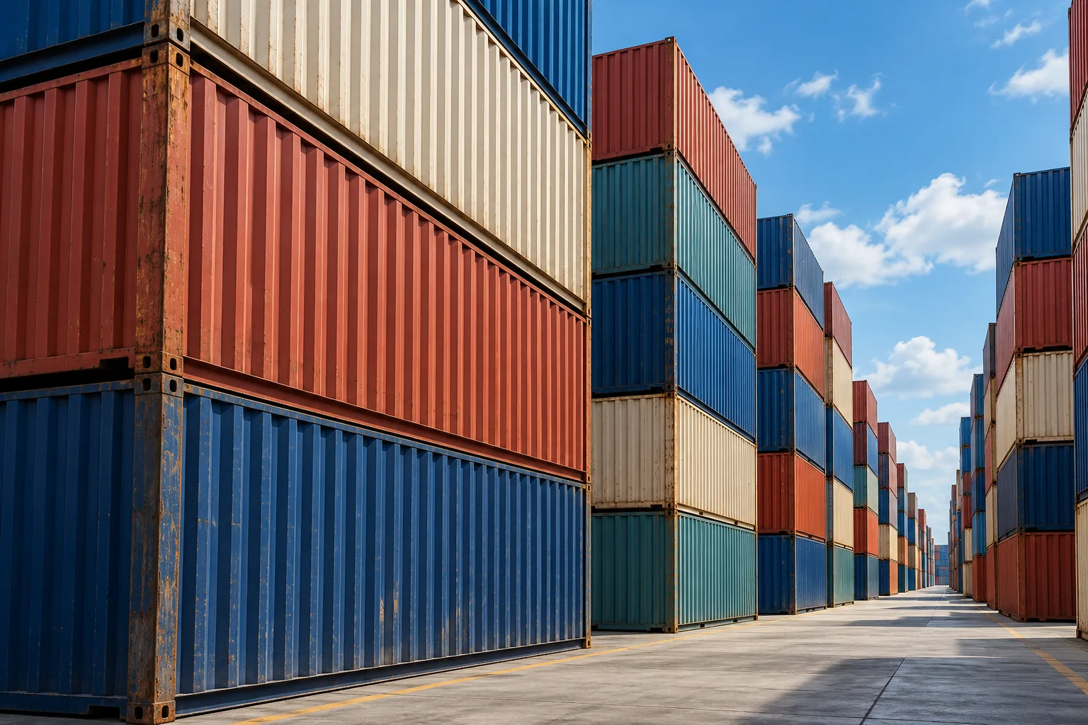 Illustration of stacked shipping containers for an article about Panama tax free zones